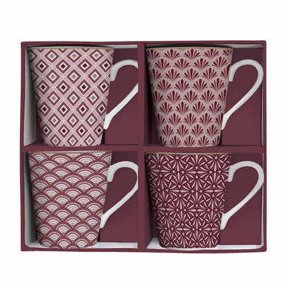 Easy Life Set 4 porcelain mugs 300 ml in gift box Damask