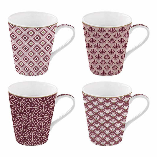 Easy Life Set 4 porcelain mugs 300 ml in gift box Damask