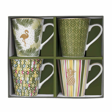 Easy Life Set 4 porcelain mugs 300 ml in gift box Tropical