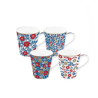 Easy Life Set of 4 Mugs 300 ml Flower Power Blue