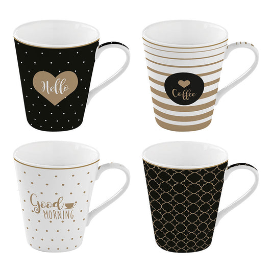 Easylife R0128/CMGM Set*4 Porcl.Mug “Coffee Mania G.Morning”