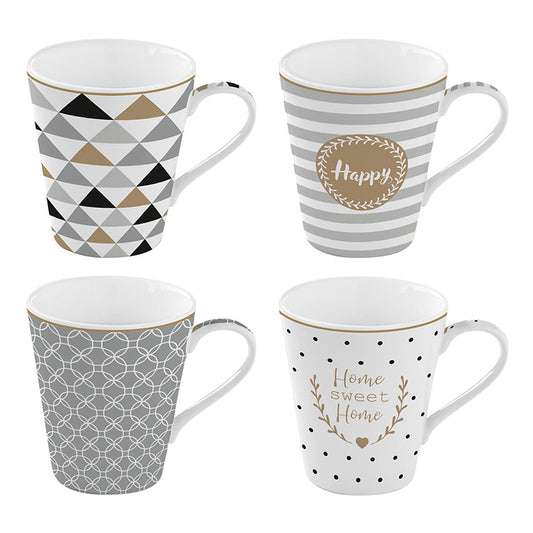 Easylife R0128/CMHA Set*4 Porcl.Mug “Coffee Mania Happy”