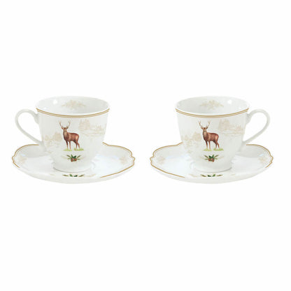 Easy Life Set 2 porcelain cups and saucers in gift box Deer