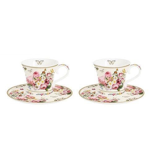 Easylife R1353/BLOC Set*2 Cup&Saucer “Blooming Opul.Cream”