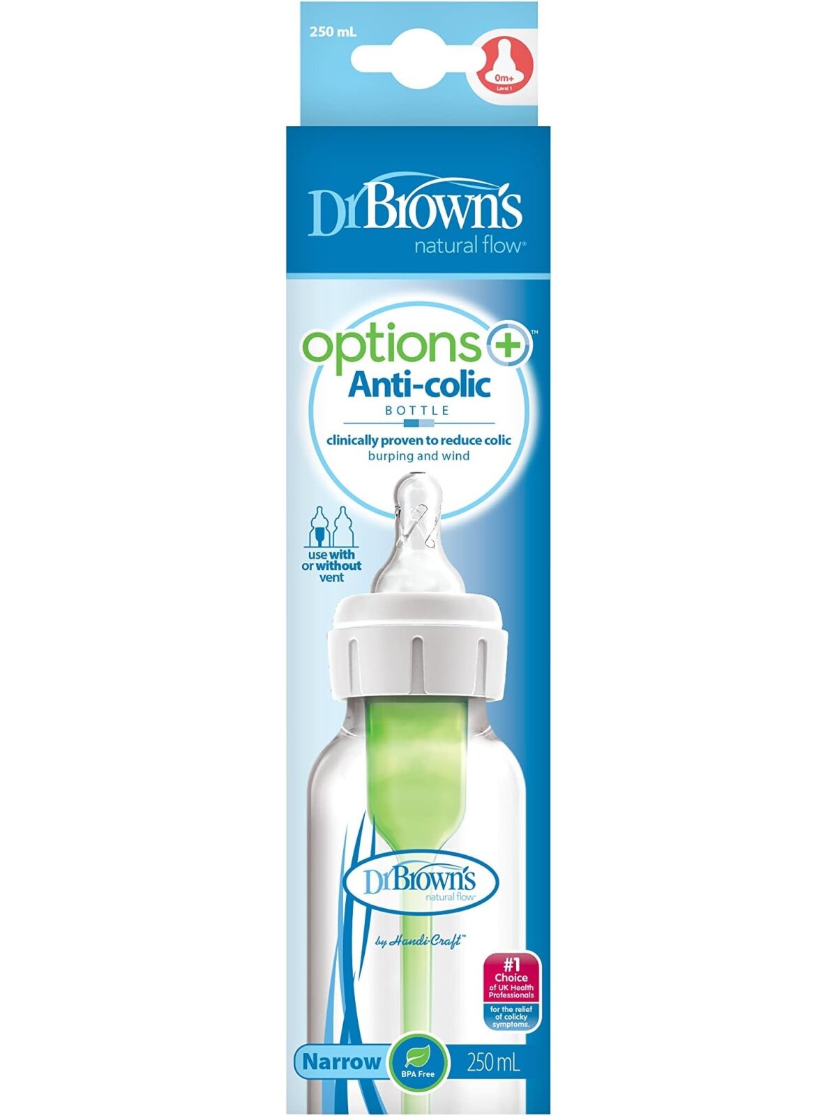 Options+ Anti-Colic Narrow Baby Bottles 250ml