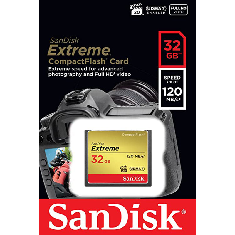 SanDisk SDCFXSB-032G-G46 | 32GB Extreme CompactFlash Memory Card UDMA 7 Speed Up To 120MB/s