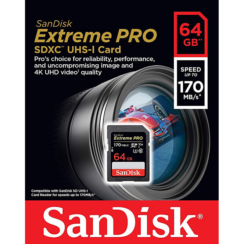 Extreme Pro SDXC 64GB – 170MB/s V30 UHS-I U3