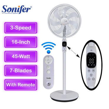 Sonifer SF-6528, 7-Blade Stand Fan With Remote Digital Screen
