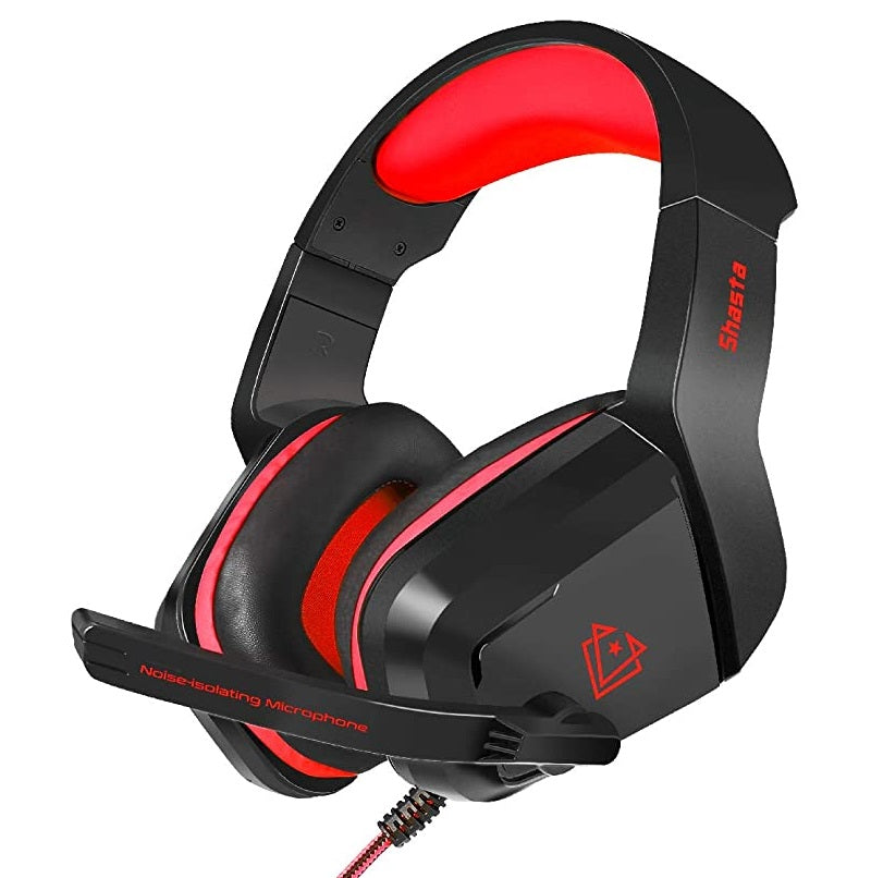 Vertux Shasta Red Ambient Noise Isolation Over-Ear Gaming Headset