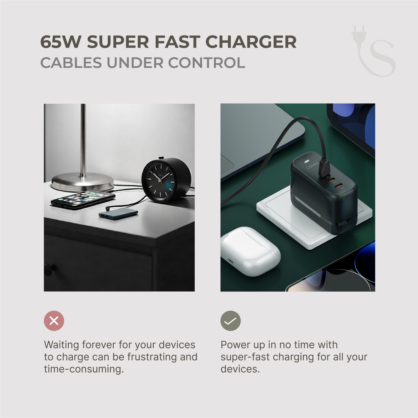 65W Super Fast Charger (3 USB-C PD Ports)