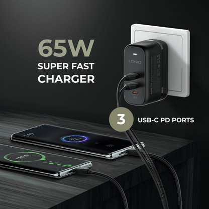 65W Super Fast Charger (3 USB-C PD Ports)
