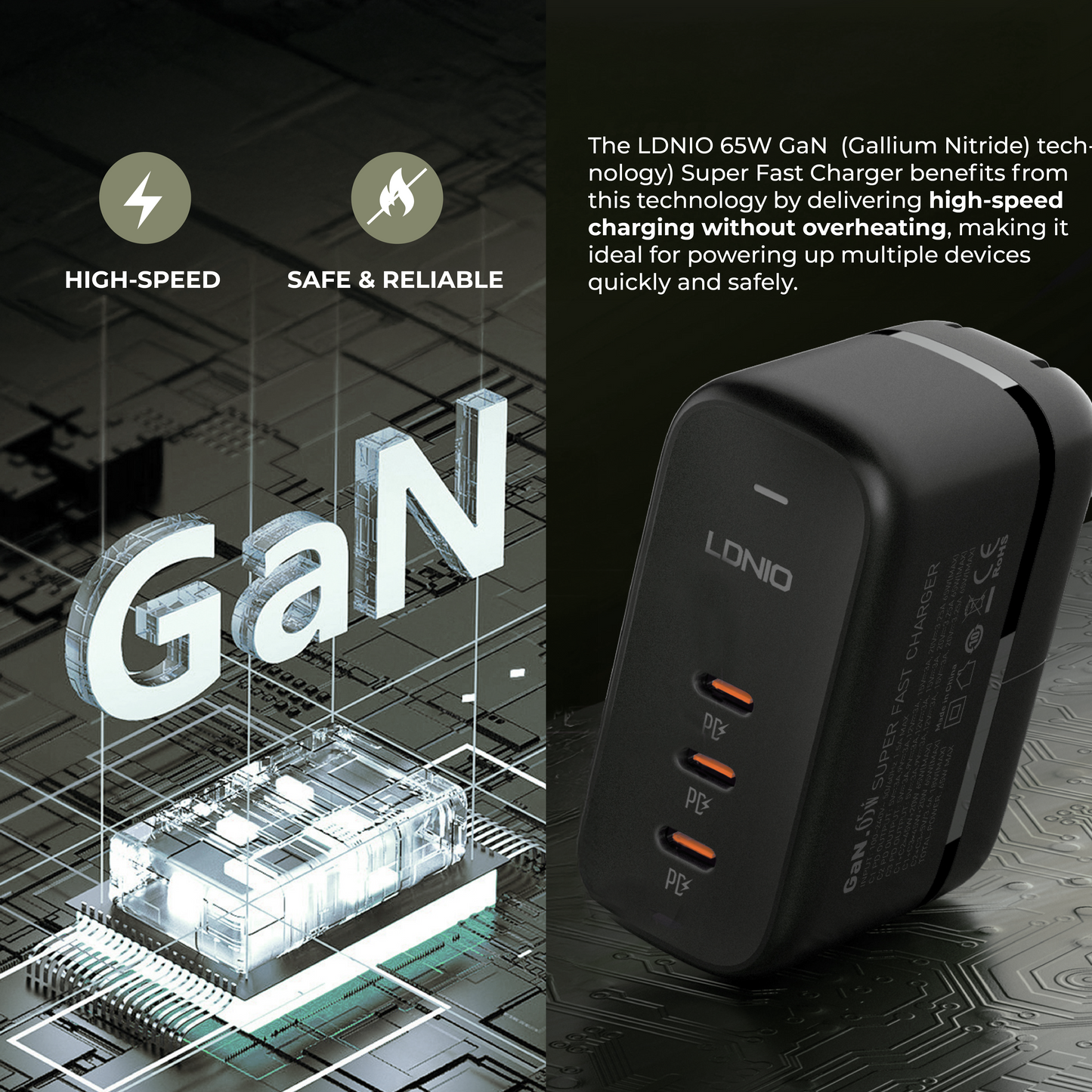 65W Super Fast Charger (3 USB-C PD Ports)