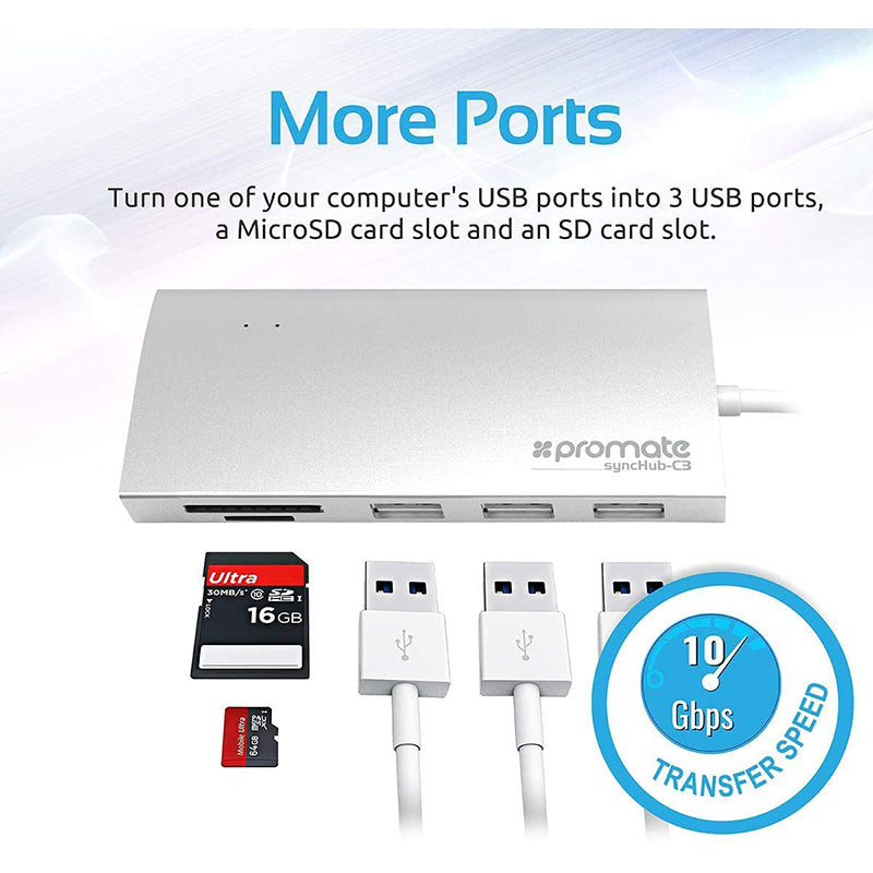 Promate SyncHub-C3 SuperSpeed USB-C 3.1 Type-C Hub