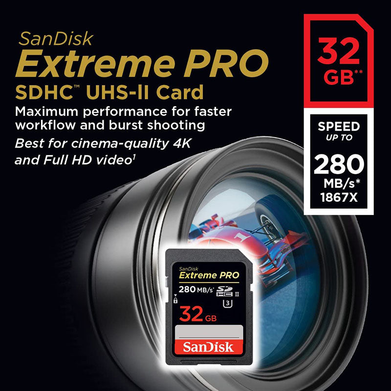 SanDisk SDSDXPK032GGN4IN 32GB Extreme PRO UHS-II/U3/C10 SDHC Memory Card