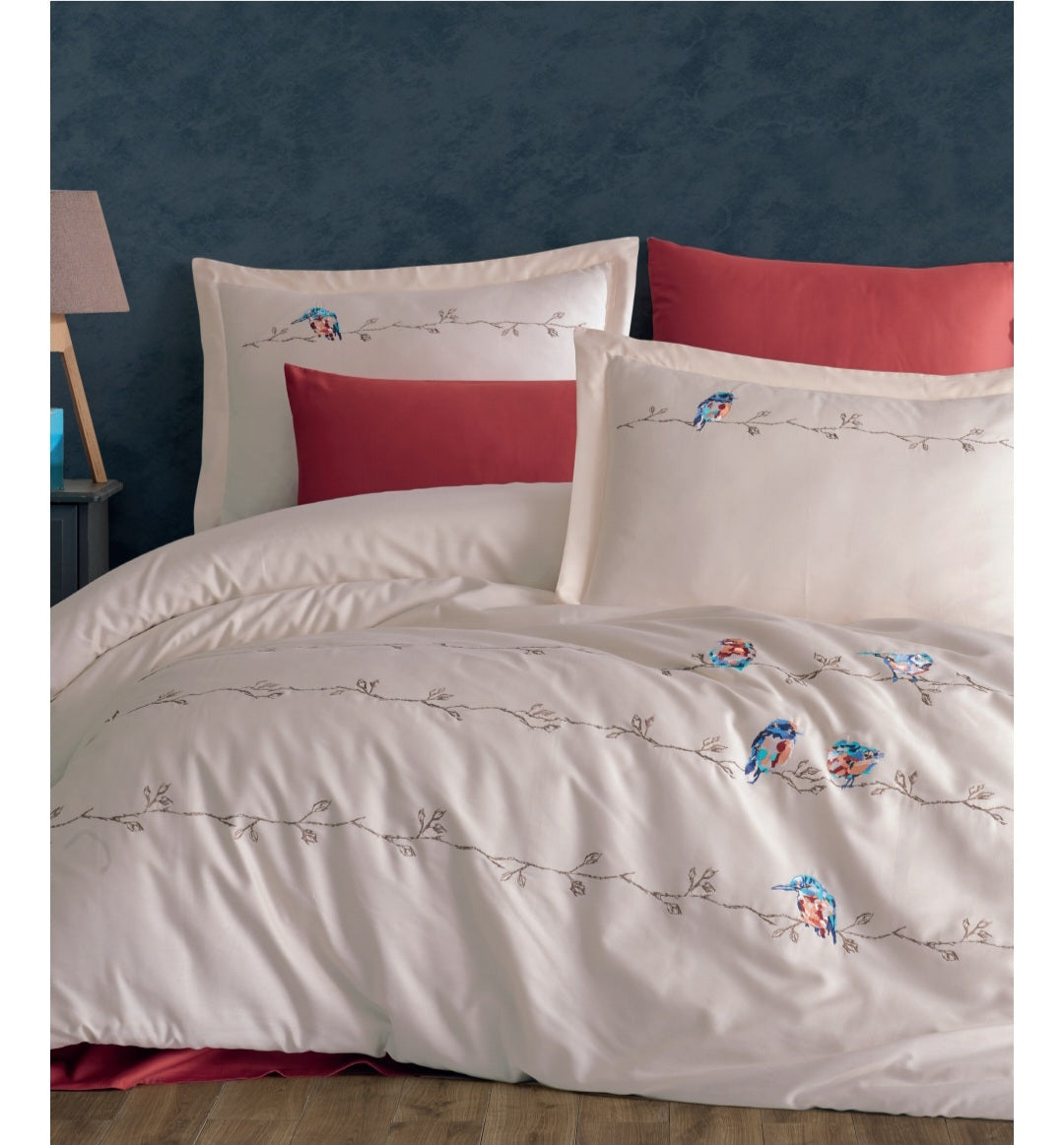 VOGEL - Cotton Satin Embroidered Duvet Cover Set Double