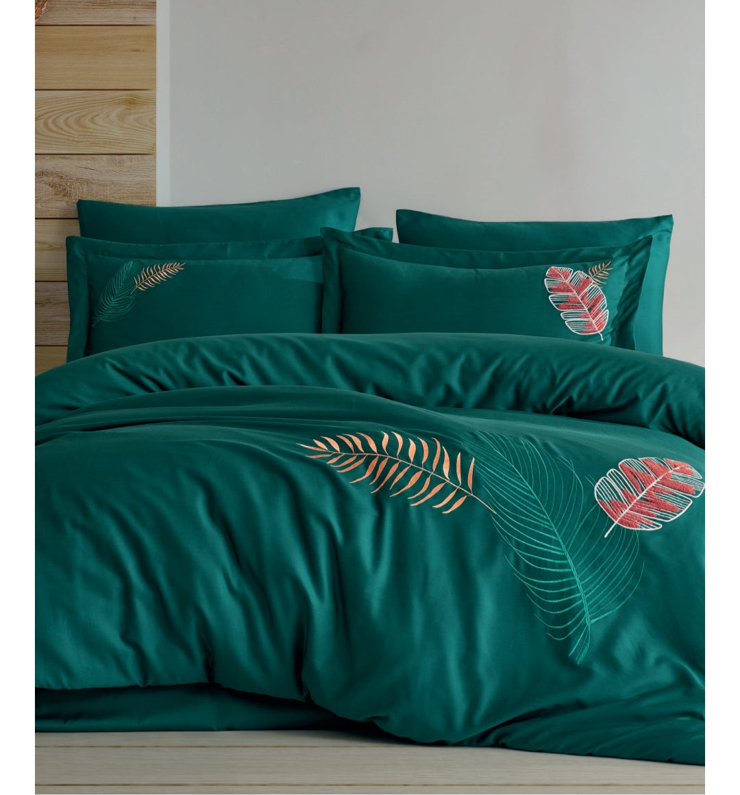 TALIA - Cotton Satin Embroidered Duvet Cover Set Double