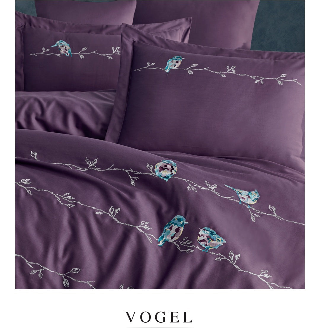 Vogel murdum - Cotton Satin Embroidered Duvet Cover Set Double