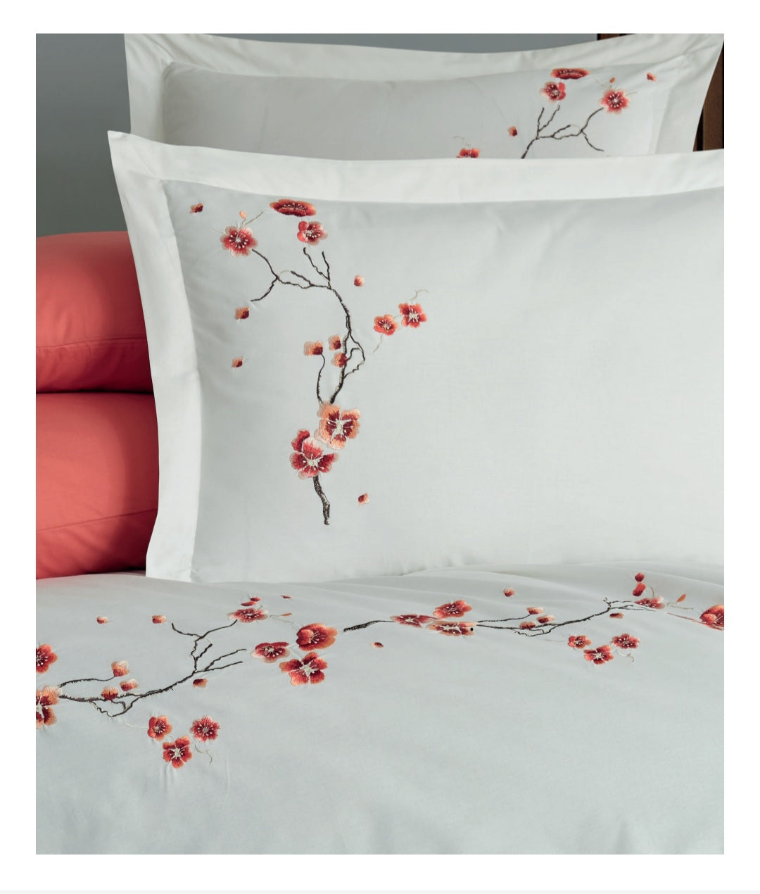 Poplin Double size 3d Embroidered Duvet Cover Set SAKURA Cream