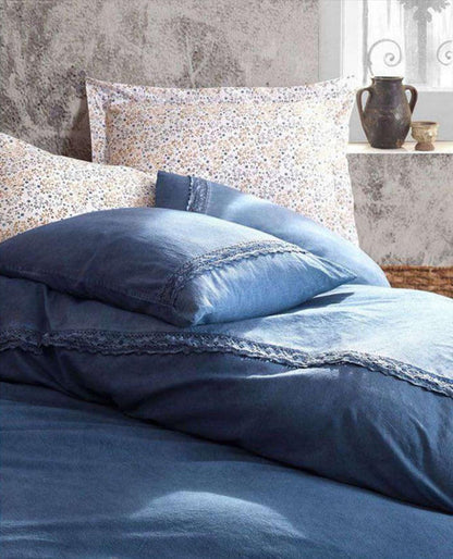 Vintage Duvet Cover Set BLUE 6 pcs