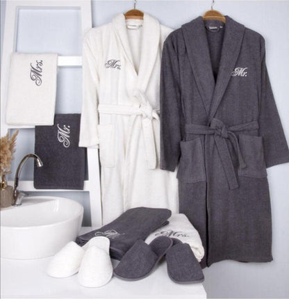 Bathrobe set mr & mrs 8 pcs