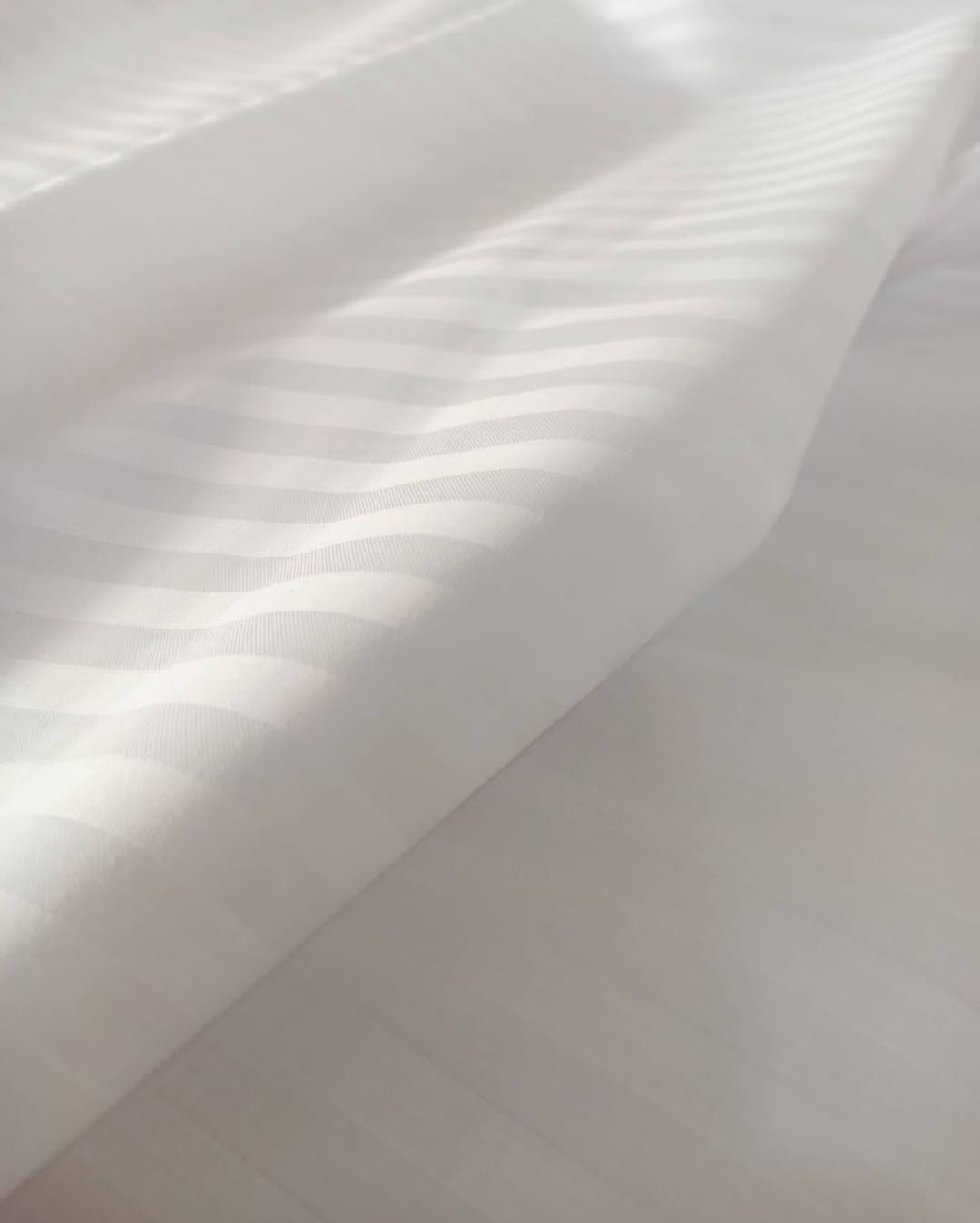 Stripe Satin Cotton Duvet Cover Set White