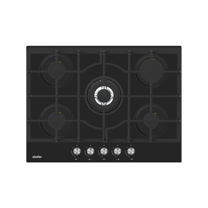 Simfer H7.504.HGSSP 70 cm Built-in Gas Hob Glass Black