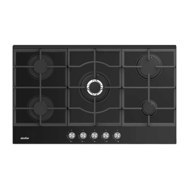 Simfer H9.504.JGSSP 90 cm Built-in Gas Hob Glass Black