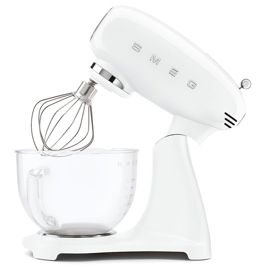 Smeg SMF13WHEU White Stand Mixer with glass bowl