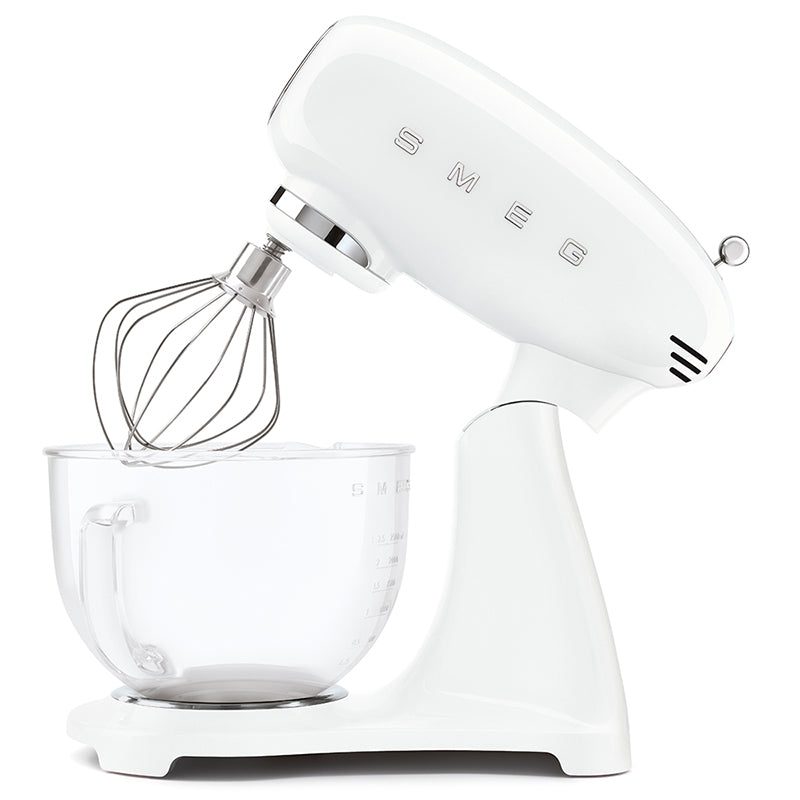 Smeg SMF13WHEU White Stand Mixer with glass bowl