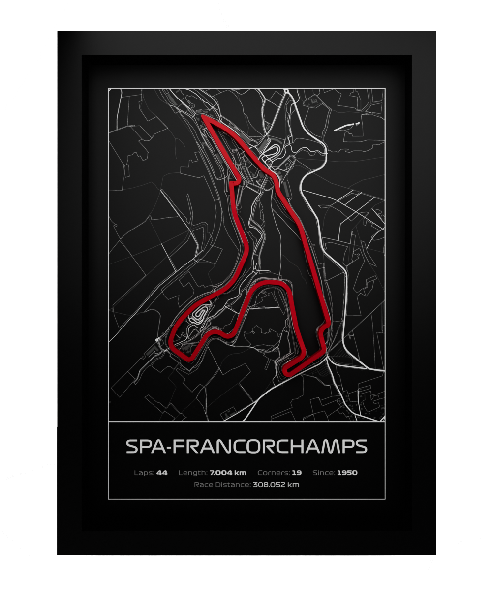 Circuit of Spa-Francorchamps Frame WIth 3D-printed track