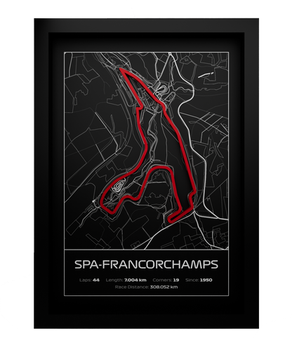 Circuit of Spa-Francorchamps Frame WIth 3D-printed track