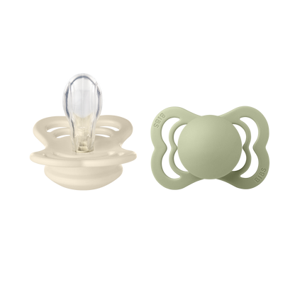 BIBS SUPREME 2 PACK SILICONE S1 IVORY/SA