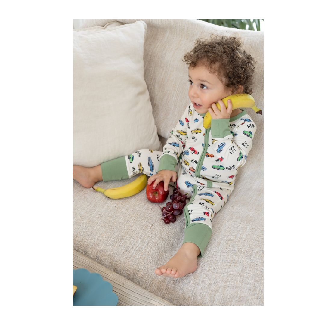 TeeJayz Cars Bamboo Zippy Onesie 3-6 Months