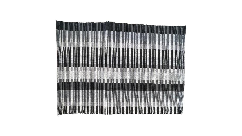 Set of 2 Table Placement Grey, White Black Striped Design – 33x45cm