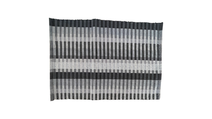 Set of 2 Table Placement Grey, White Black Striped Design – 33x45cm