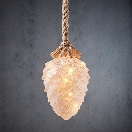 Deco LED Light Pine Cone with White Coated Rope by Luca Lighting