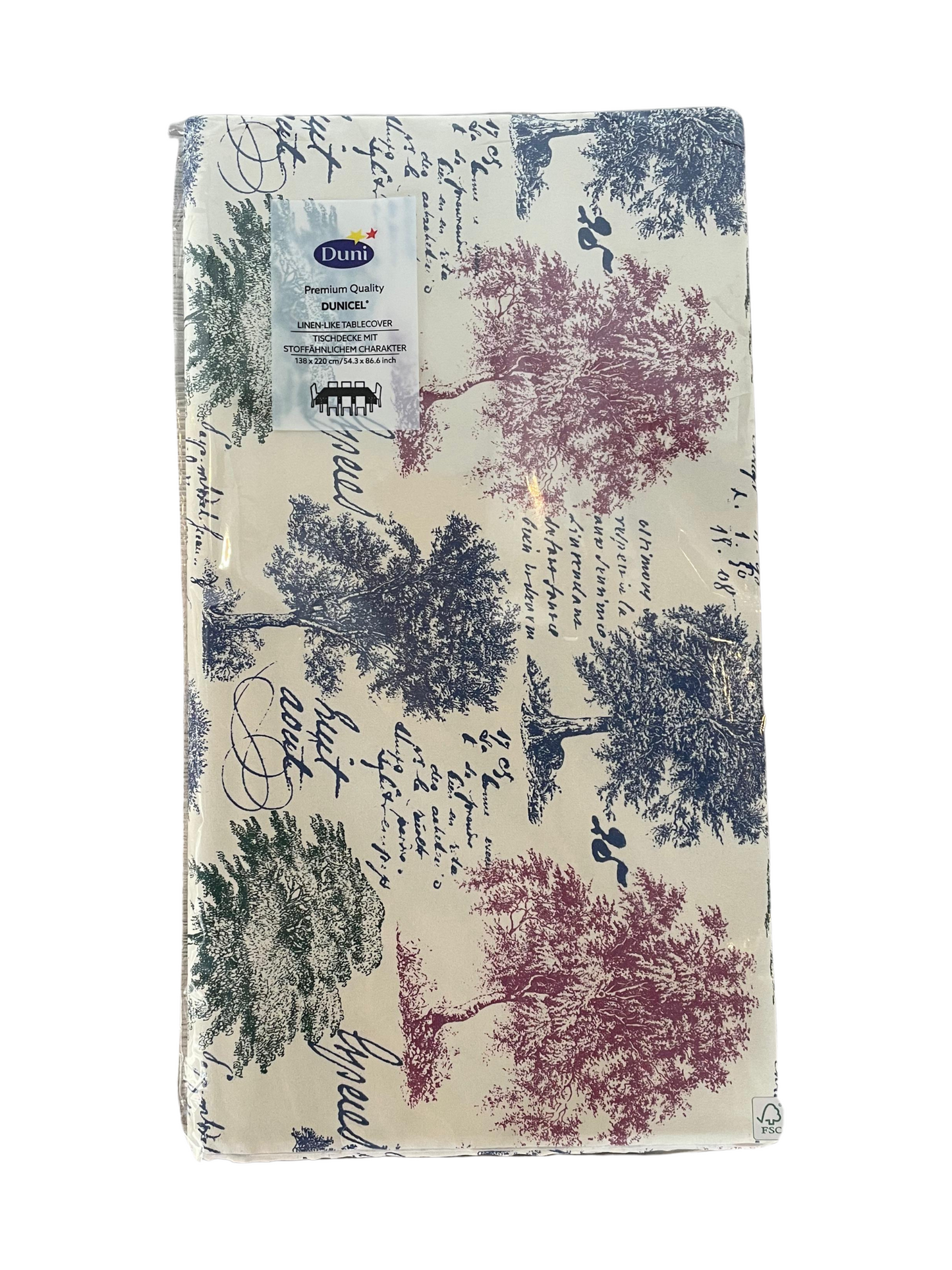 Premium Linen-like Throwable Tablecloth with Colorful Trees Design - 138x220 cm