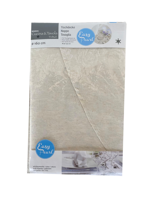 Round Cotton Tablecloth with Flowers Design - Ø 160cm