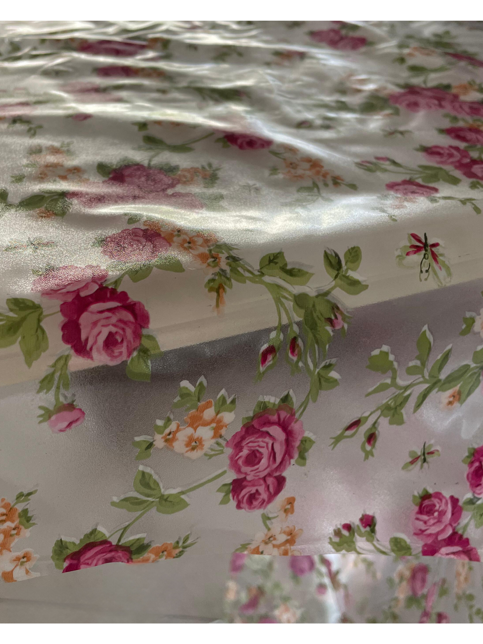 Plastic Transparent Tablecloth with flowers – 110×140 cm