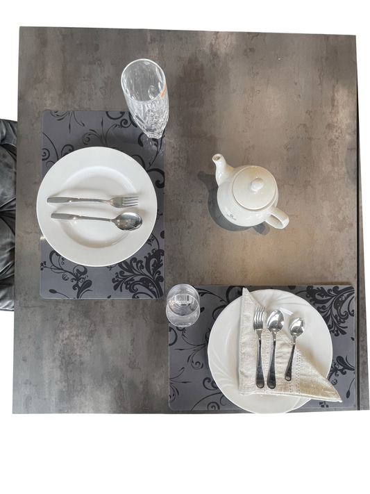 Table Placement Grey with Black Design - 35x50cm