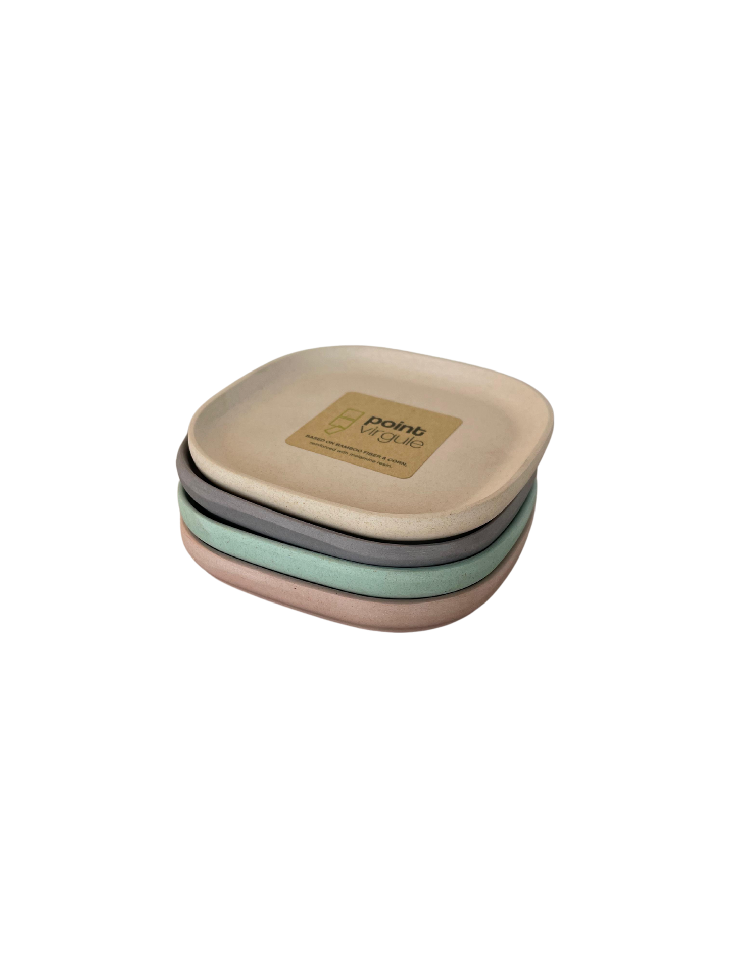 Point-Virgule Small Square Bamboo Fiber Dish Blush -9,6×9,6×1,2cm