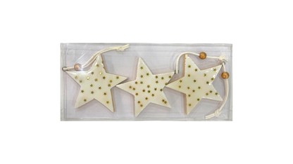 White and Wood Stars Christmas Ornaments