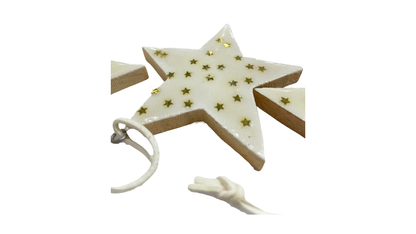 White and Wood Stars Christmas Ornaments