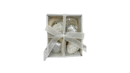 Set of 4 Ceramic Heart Shaped Ornaments