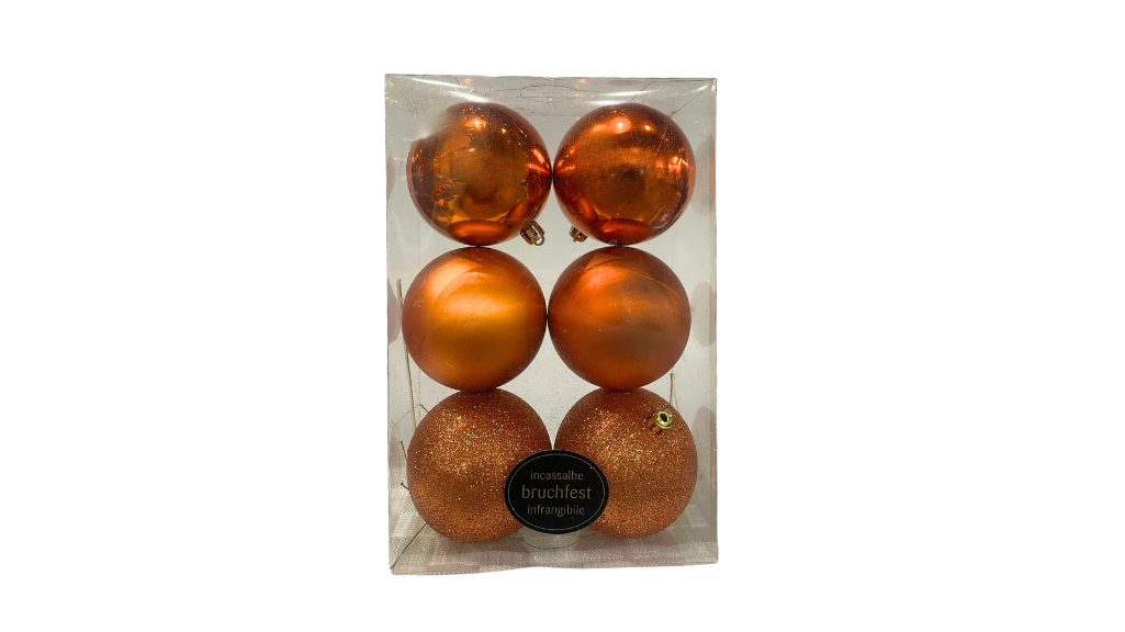 6 Pcs Orange Christmas Ornaments
