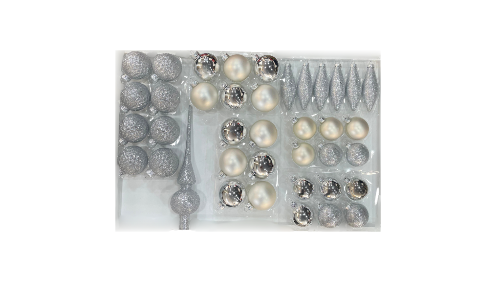 39 Pcs Silver Christmas Ornaments