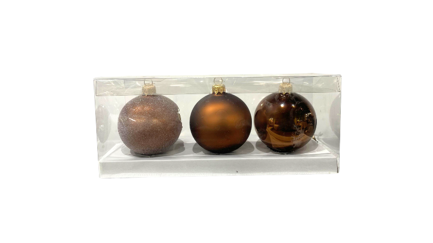 Set of 3 Brown Christmas Ornaments