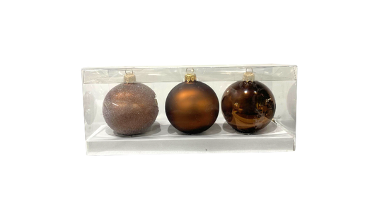 Set of 3 Brown Christmas Ornaments