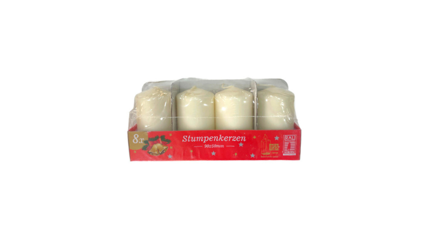 Set of 8 Christmas Candles - White