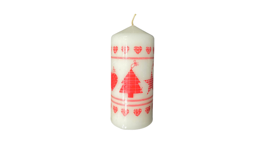 Large Christmas Candle with Festive Pattern